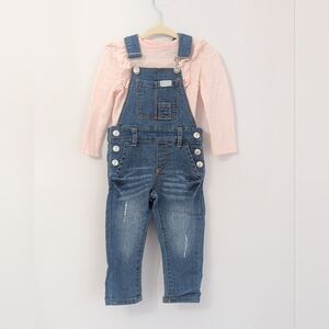 Seven Jeans Denim Blue Kids Overalls And Long Sleeve Shirt